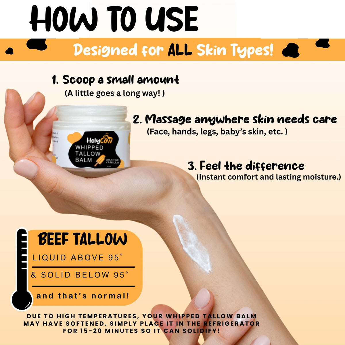 HolyCow applied to hand demonstrating barrier protection and softness