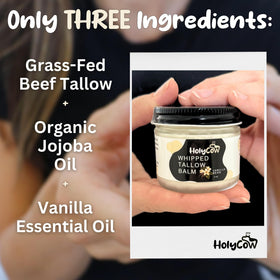 HolyCow balm applied on hand demonstrating fast hydration and softness
