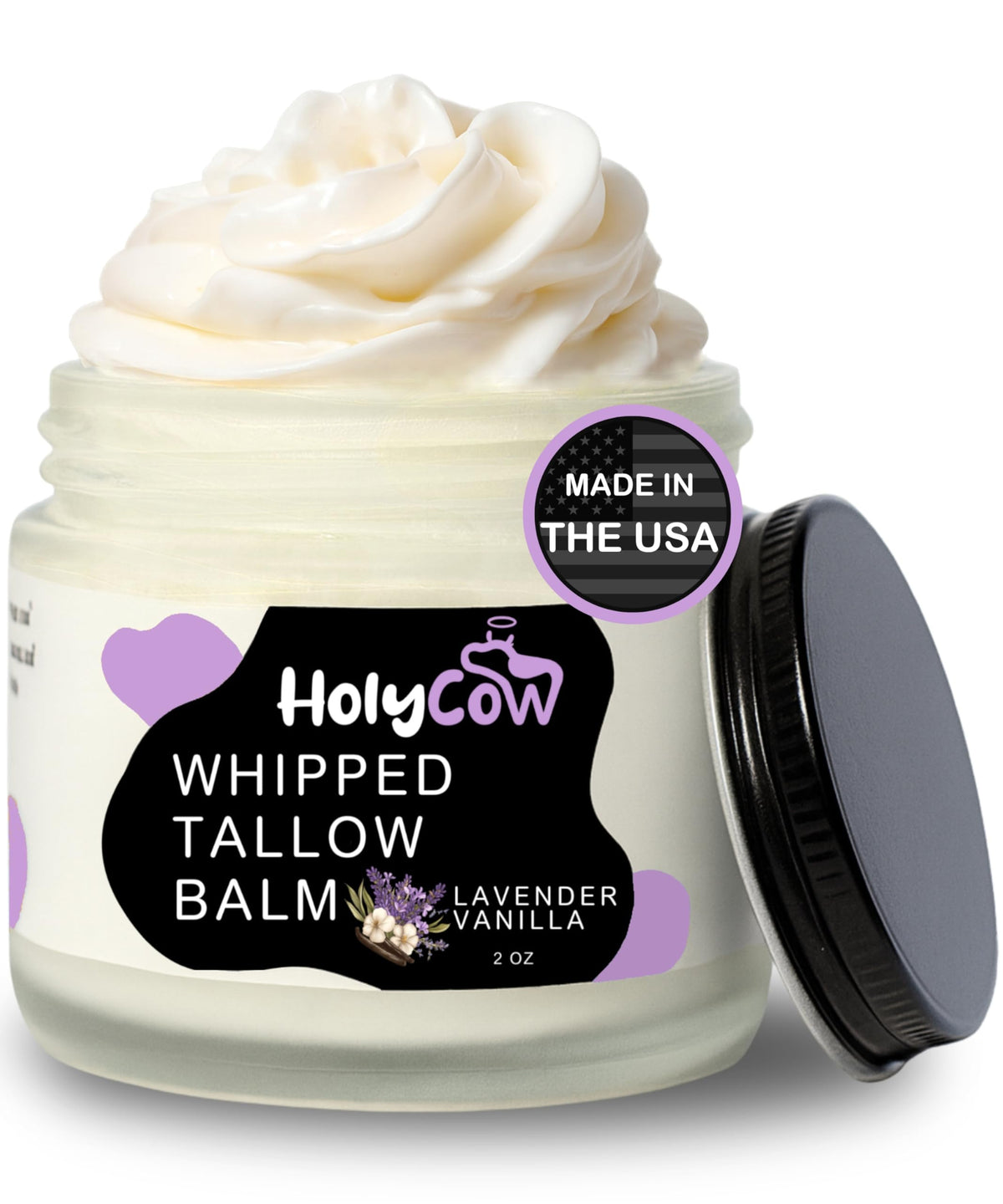 HolyCow front jar view showing branding and unscented balm for gentle hydration
