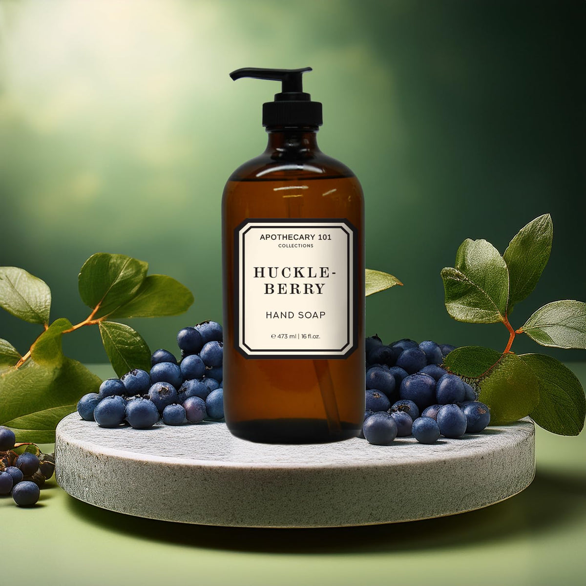 Home & Body Company Huckleberry soap pouring into hand demonstrating easy pump use
