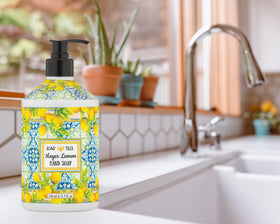 Home & Body Company Soap Tiles pump close-up showing sturdy dispenser for frequent use