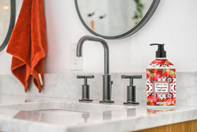 Home & Body Company Soap Tiles sink lifestyle showing set enhancing bathroom or kitchen