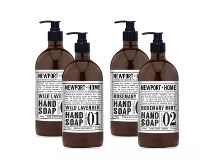 Home & Body Company Newport front bottles showing dual scents and large size for convenience