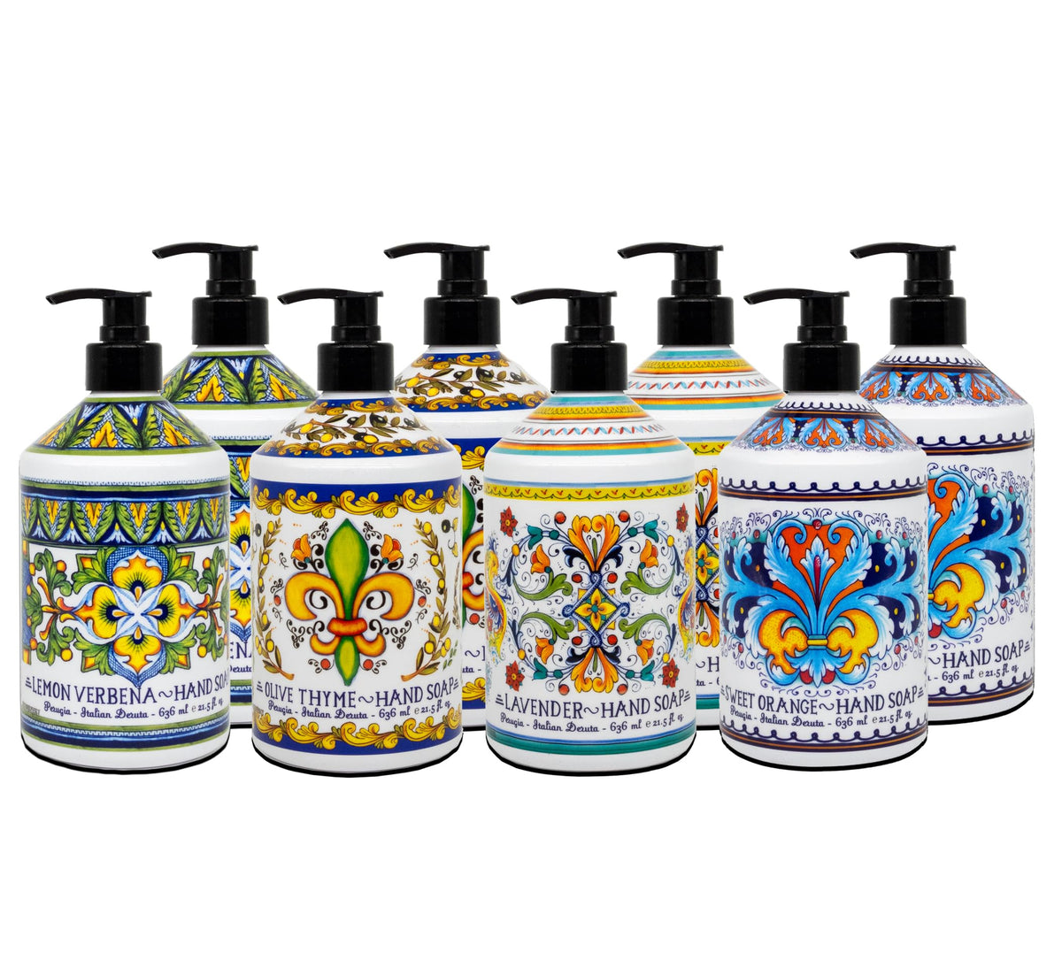 Home & Body Company front packaging showing four Perugia bottles, elegant display benefit