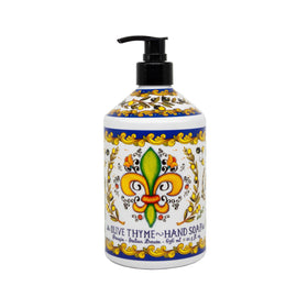 Home & Body Company pump close-up for Perugia bottle, easy dispensing benefit
