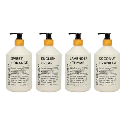 Home & Body Company front view of four-pack bottles showing variety and convenience