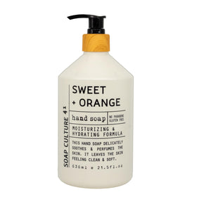 Home & Body Company bottle held next to hand conveying scale and generous volume
