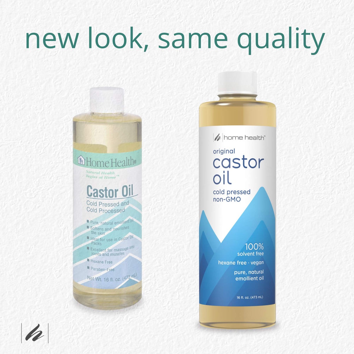Home Health castor oil pouring to display thick texture and moisturizing feel