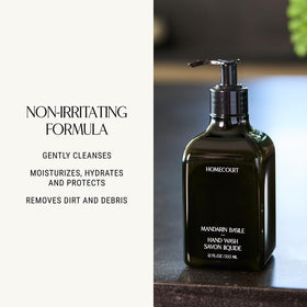 Homecourt foamy lather on hands demonstrating gentle cleansing
