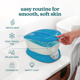 Homedics ParaSpa close-up of smooth melted paraffin wax texture, demonstrating gentle heat