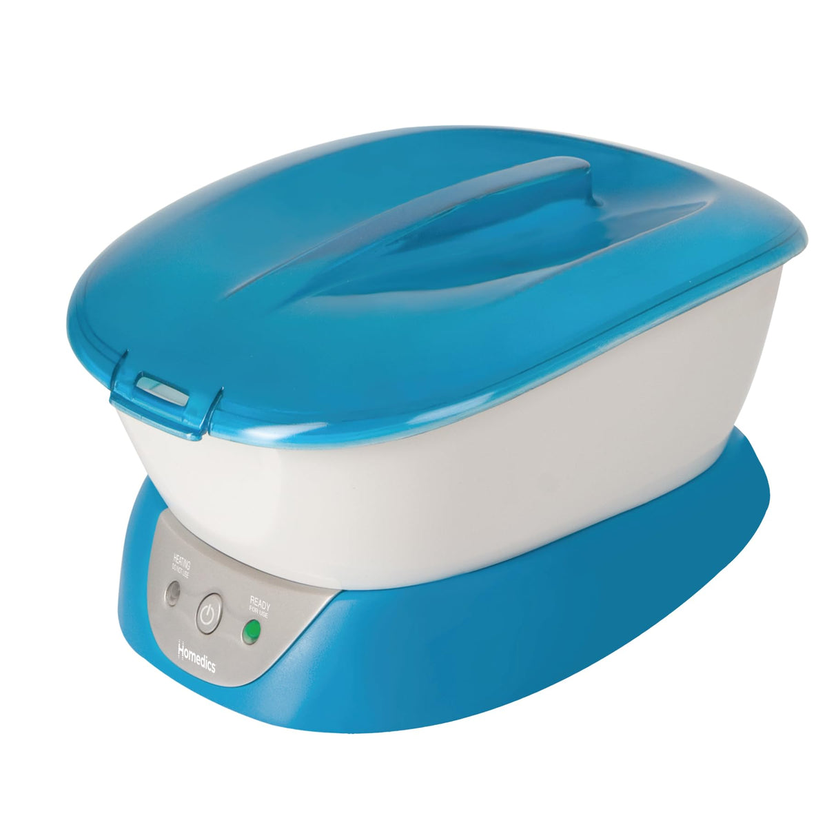 Homedics Paraffin ParaSpa front view showing compact warming unit and lid, ideal for home use