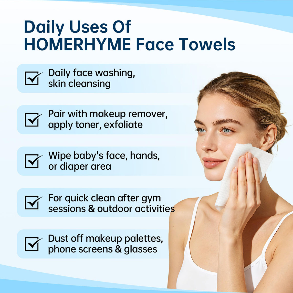 HOMERHYME removing makeup wipe demonstrating effective cleansing