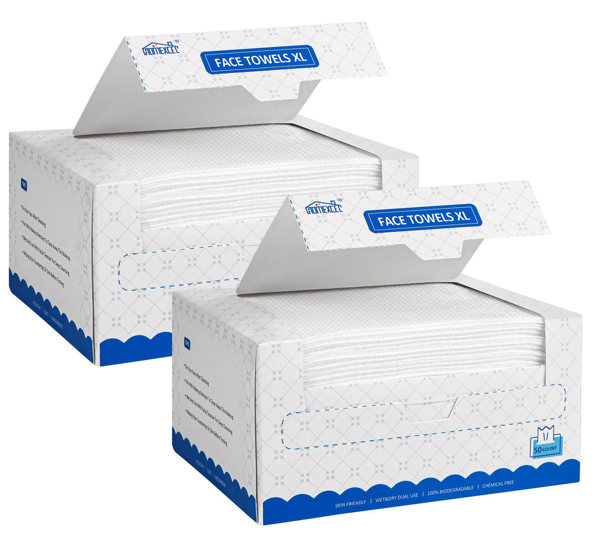 HOMEXCEL front box packaging showing two boxed sets and count for storage convenience