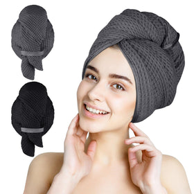 homexcel front view of black and grey turban set showing full coverage benefit