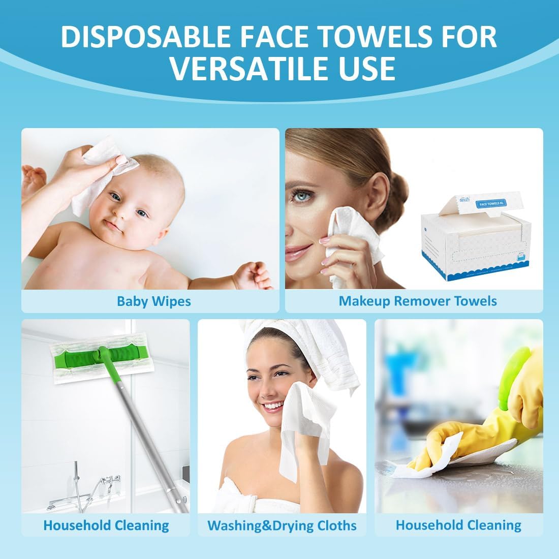 HOMEXCEL towel held by hand to show 9.84 x 11.81 inch scale and convenience