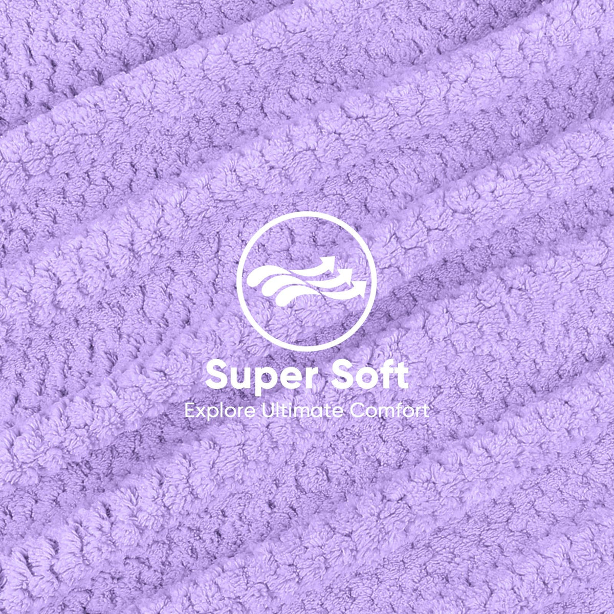 HOMEXCEL single purple towel flat lay highlighting large size for full hair coverage