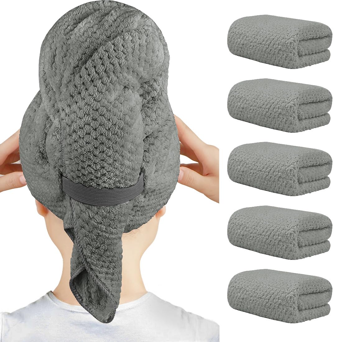 HOMEXCEL turban front view showing full 40x20 size and coverage benefit
