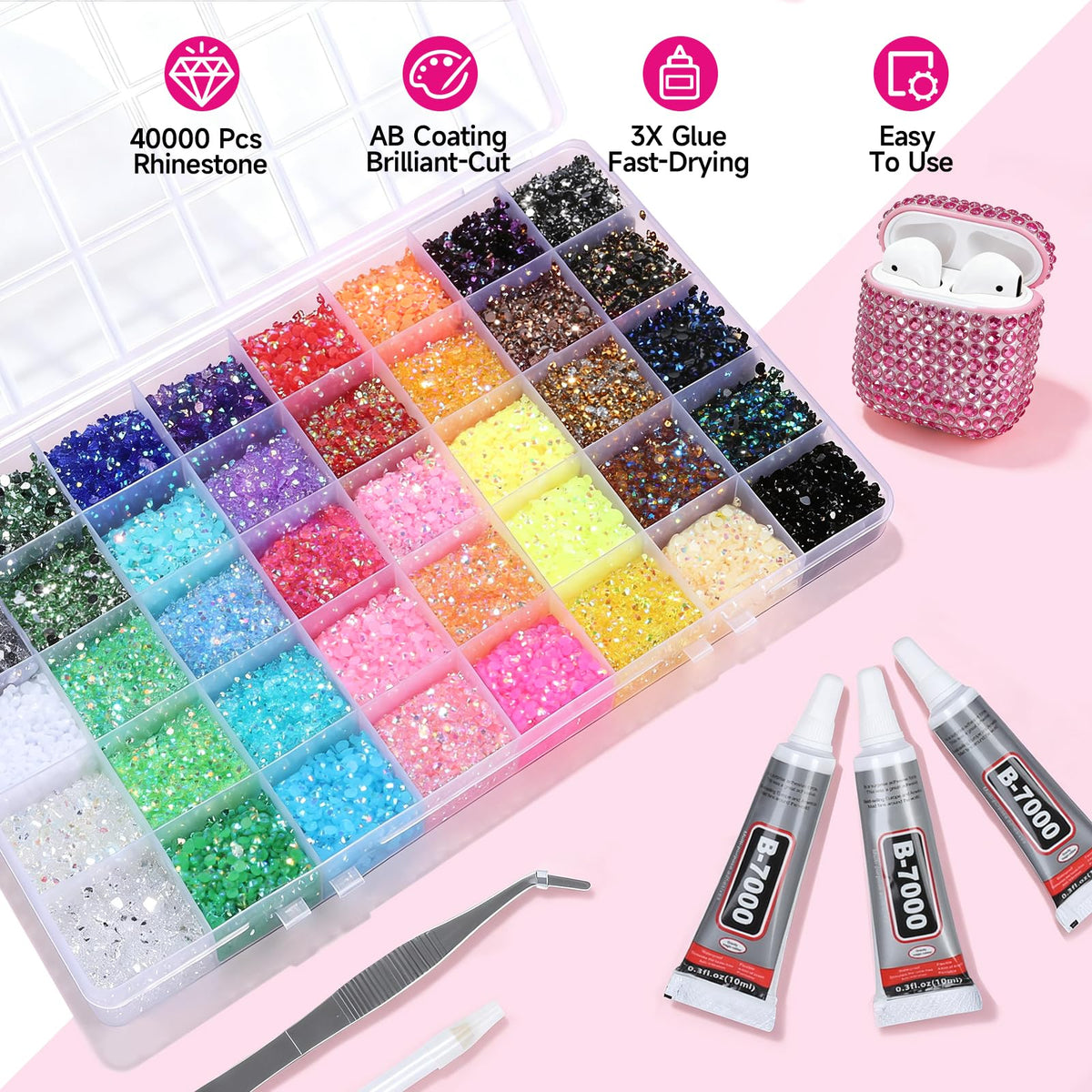Homsoil close-up of 4mm resin rhinestone texture for vivid shine