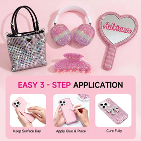 Homsoil rhinestones applied to nail art for salon-quality sparkle