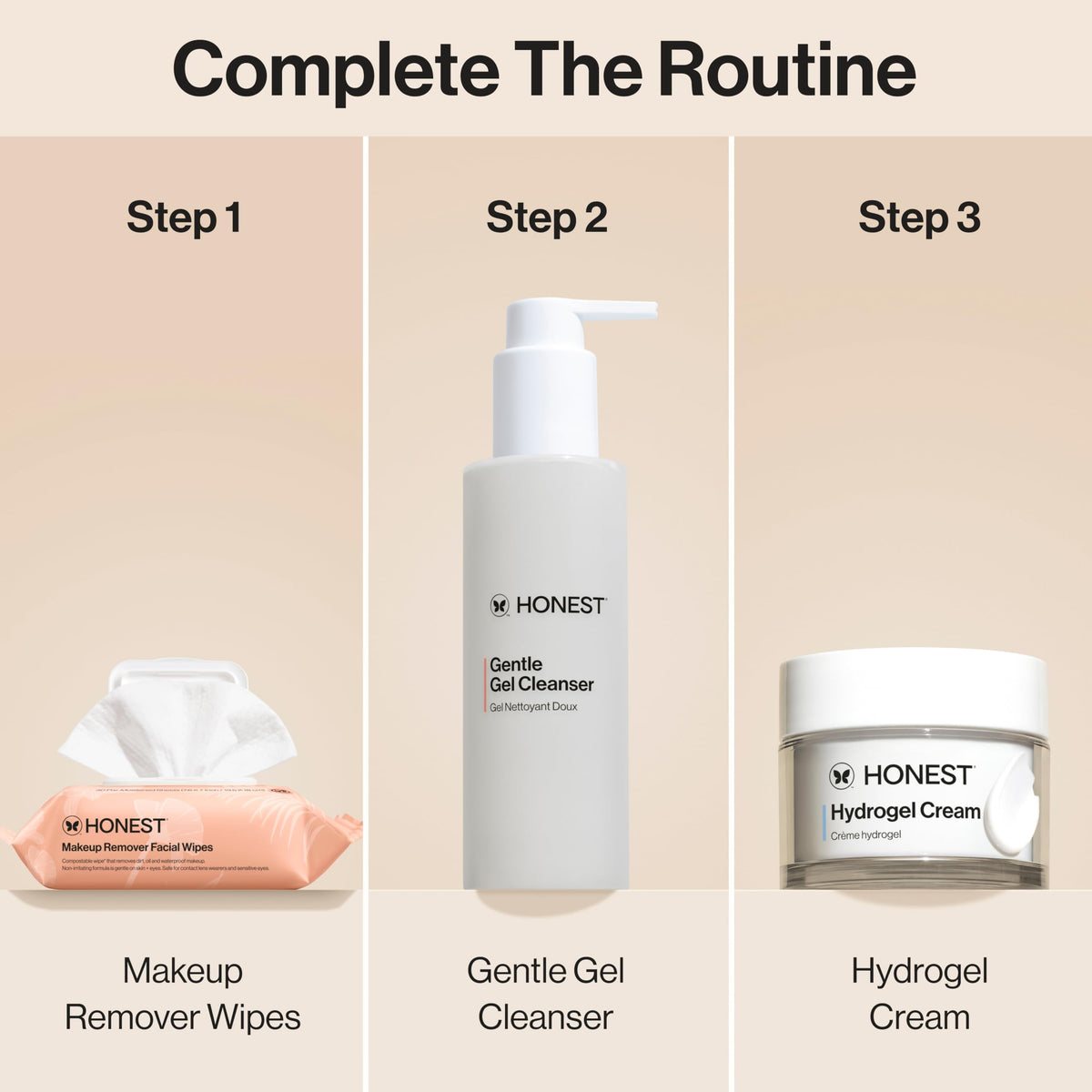 Honest Beauty wipes on bathroom shelf in lifestyle setting for quick daily routine