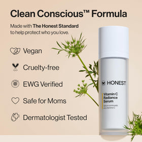 Honest Beauty label detail focusing on ingredients and clean formulation