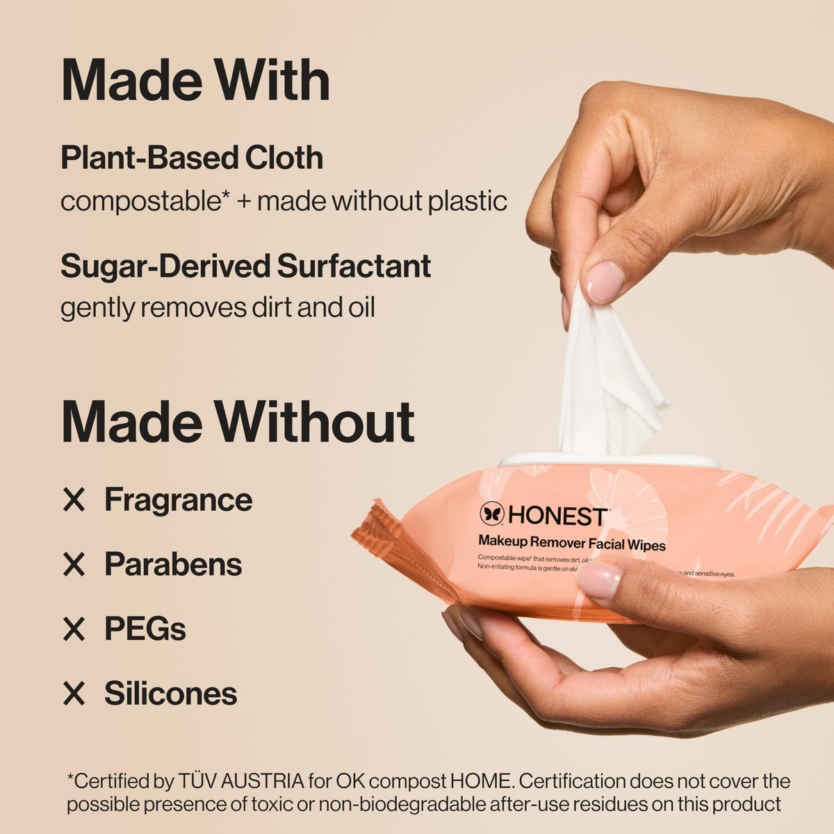 Honest Beauty cloth close-up showing soft plant-based texture for gentle cleanse