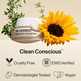 Honest Beauty applied to face at night showing restorative moisture benefit