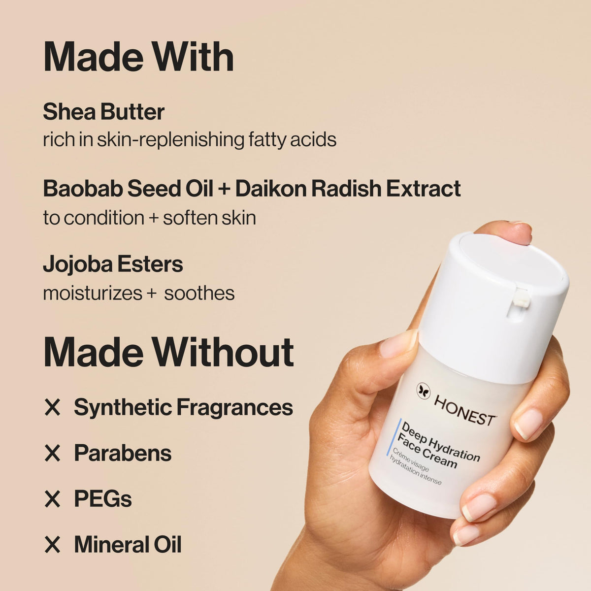 Honest Beauty cream on hand demonstrating easy absorption and moisturizing benefit