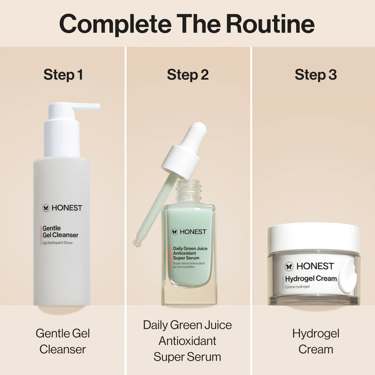 Honest Beauty bottle next to moisturizer showing layering and routine compatibility