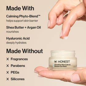 Honest Beauty finger applying balm to skin demonstrating soothing application benefit