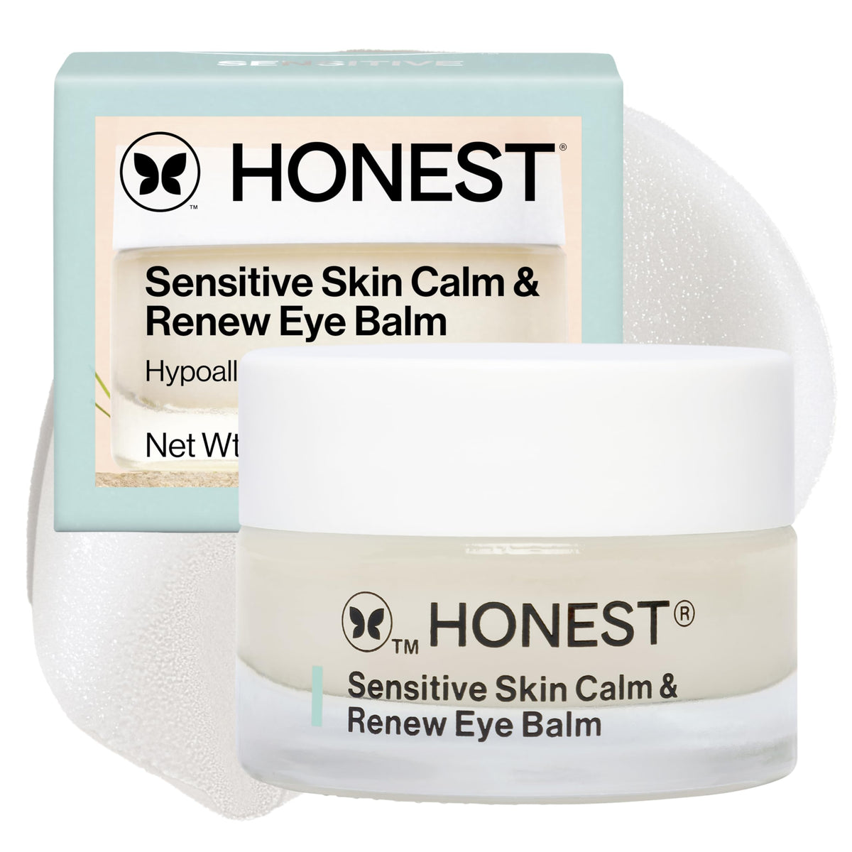 Honest Beauty jar front view showing label and compact 0.5 oz size benefit