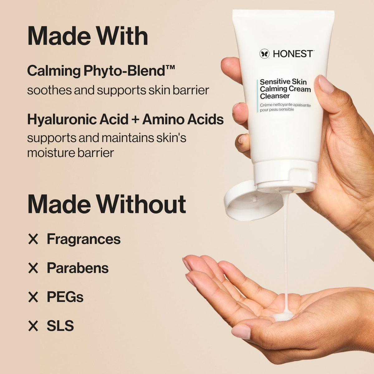 Honest Beauty gentle foam in hand demonstrating easy makeup removal benefit