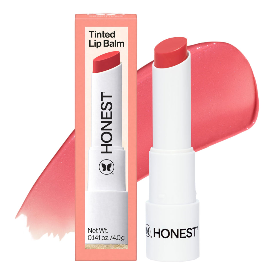 Honest Beauty front packaging Fruit Punch showing cheerful coral shade and benefits