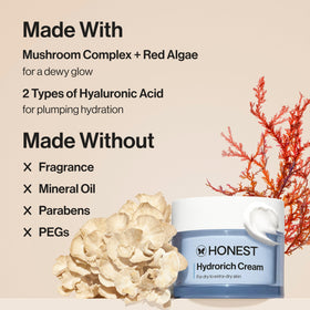 Honest Beauty red algae ingredient visual highlighting replenishing benefits