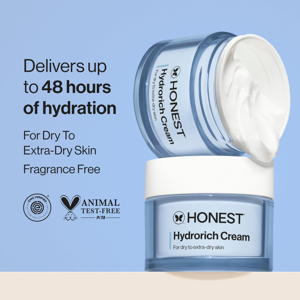 Honest Beauty cream texture close-up showing rich, fast-absorbing formula