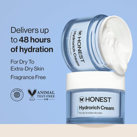 Honest Beauty cream texture close-up showing rich, fast-absorbing formula
