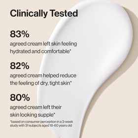 Honest Beauty cream dispensed on hand illustrating easy application and hydration