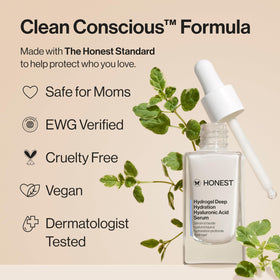 Honest Beauty bottle in hand for size and travel-friendly scale