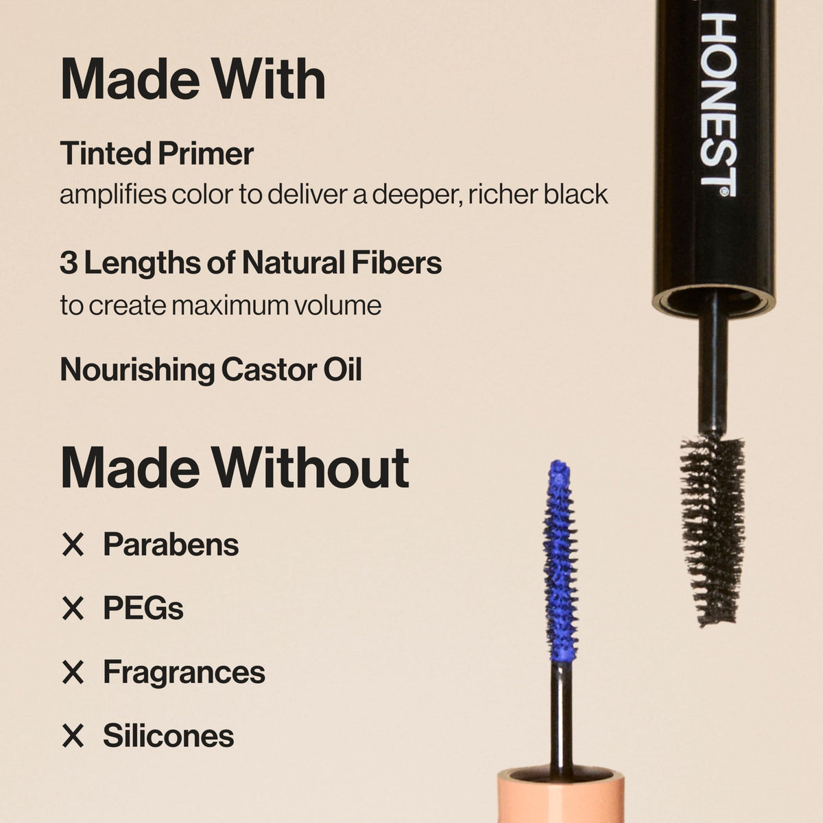 Honest Beauty mascara wand detail lifting lashes for extra curl