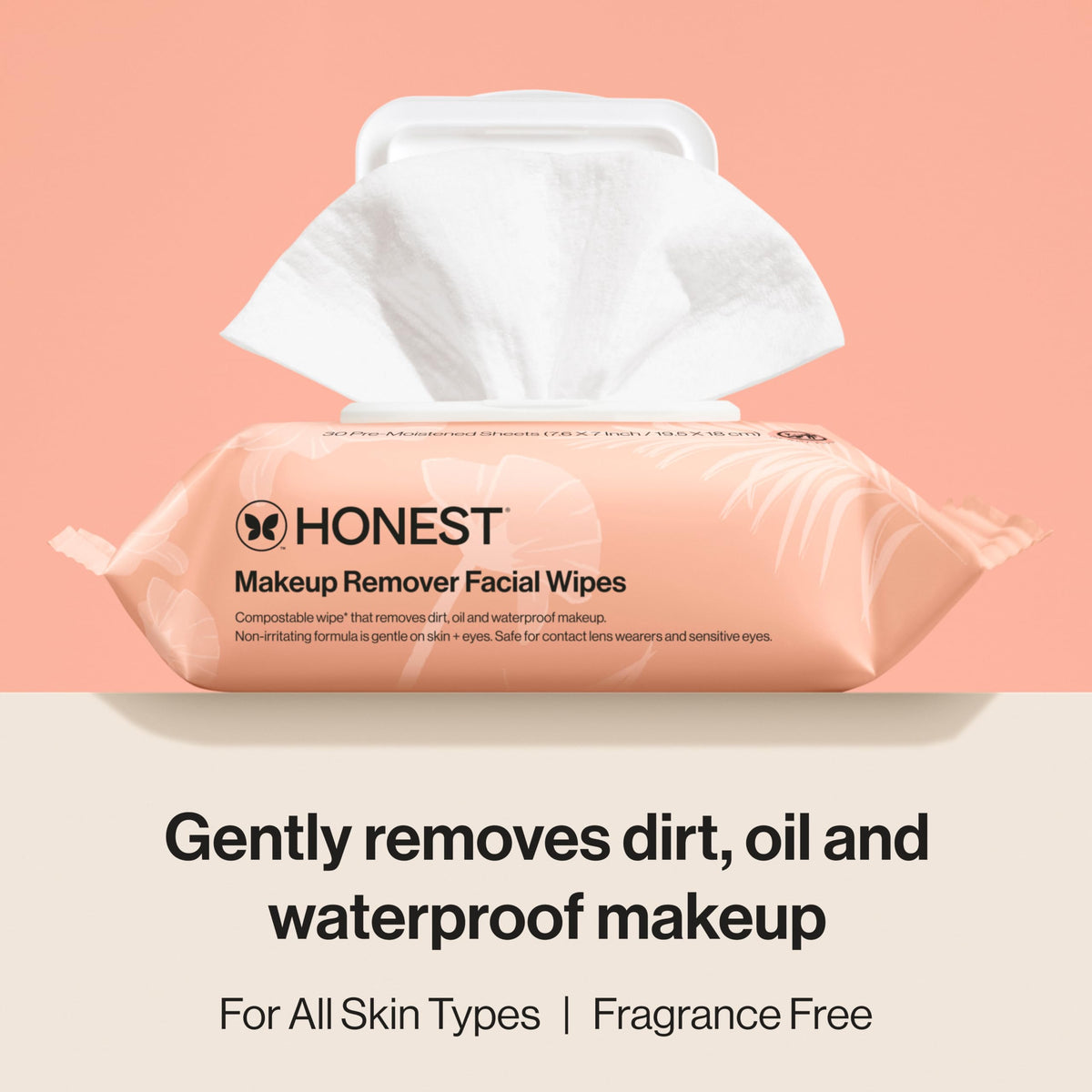 Honest Beauty open pack with a wipe pulled out for easy single-use benefit
