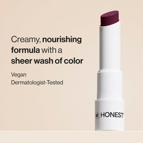 Honest Beauty plum drop texture close-up displaying creamy balm for smooth application