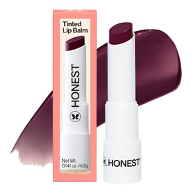 Honest Beauty plum drop front packaging showing compact tinted balm for quick color