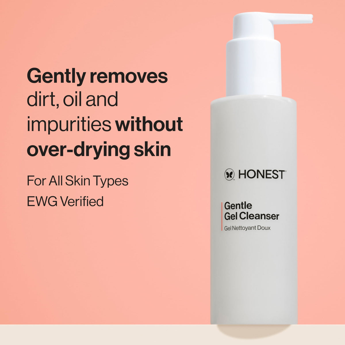 Honest Beauty pump dispensing cleanser for easy controlled application