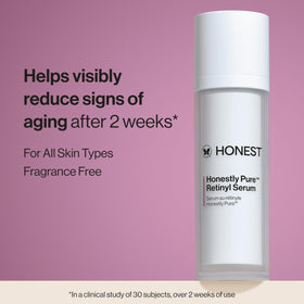Honest Beauty serum dropper dispensing a clear drop for precise nightly use