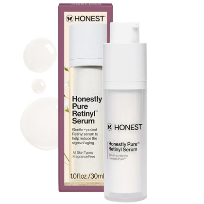 Honest Beauty bottle front view shows simple fragrance-free packaging and benefits