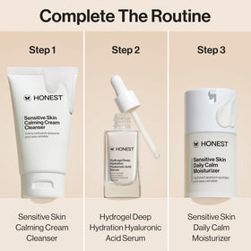 Honest Beauty bottle in hand for scale showing travel-friendly benefit