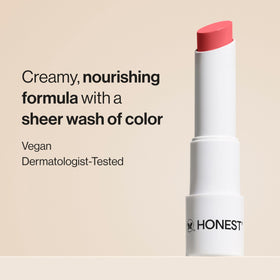 Honest Beauty texture close-up of glossy swipe demonstrating smooth hydration