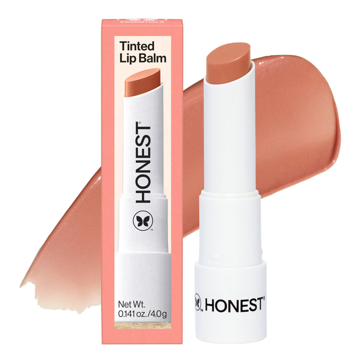 Honest Beauty front packaging showing tinted lip balm and shade name for quick choice