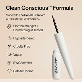 Honest Beauty top cap and label view highlighting ingredient-free claims for sensitive skin