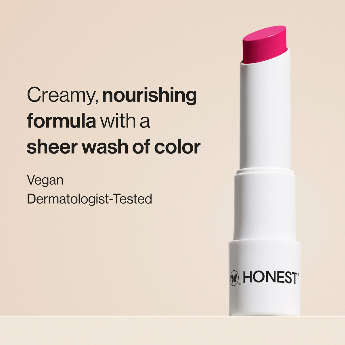 Honest Beauty twist-up stick showing smooth bullet for easy application benefit